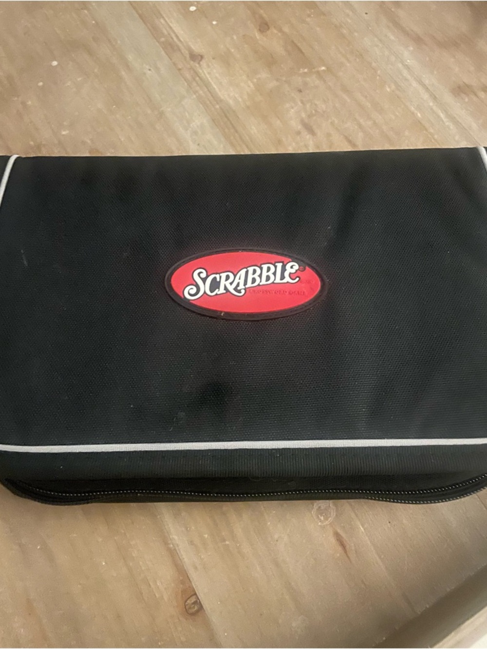 Hasbro Scrabble Travel Game Black with Red Logo